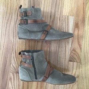 H By Hudson Freya Flat Strap Suede Booties -Inspired By Vivienne Westwood Pirate